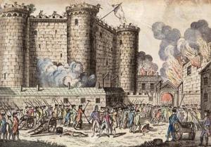 Storming of the Bastille prison, the opening event of the French Revolution, on July 14, 1789