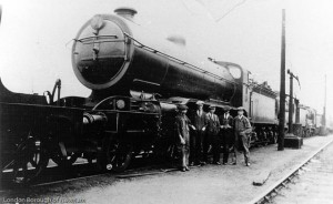 A Victorian train and locomotive workers. A train much like the ones Winifred's father would have worked on.