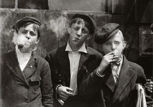 Child labourers smoking 