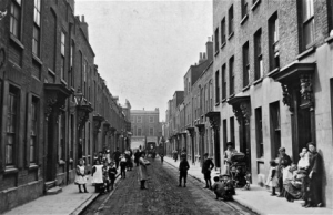A road in Islington, once run down due to poverty. Not as impoverished as the slums. Lilian Westall would have walked down this street to get to her housemaid jobs in the wealthier areas of London.