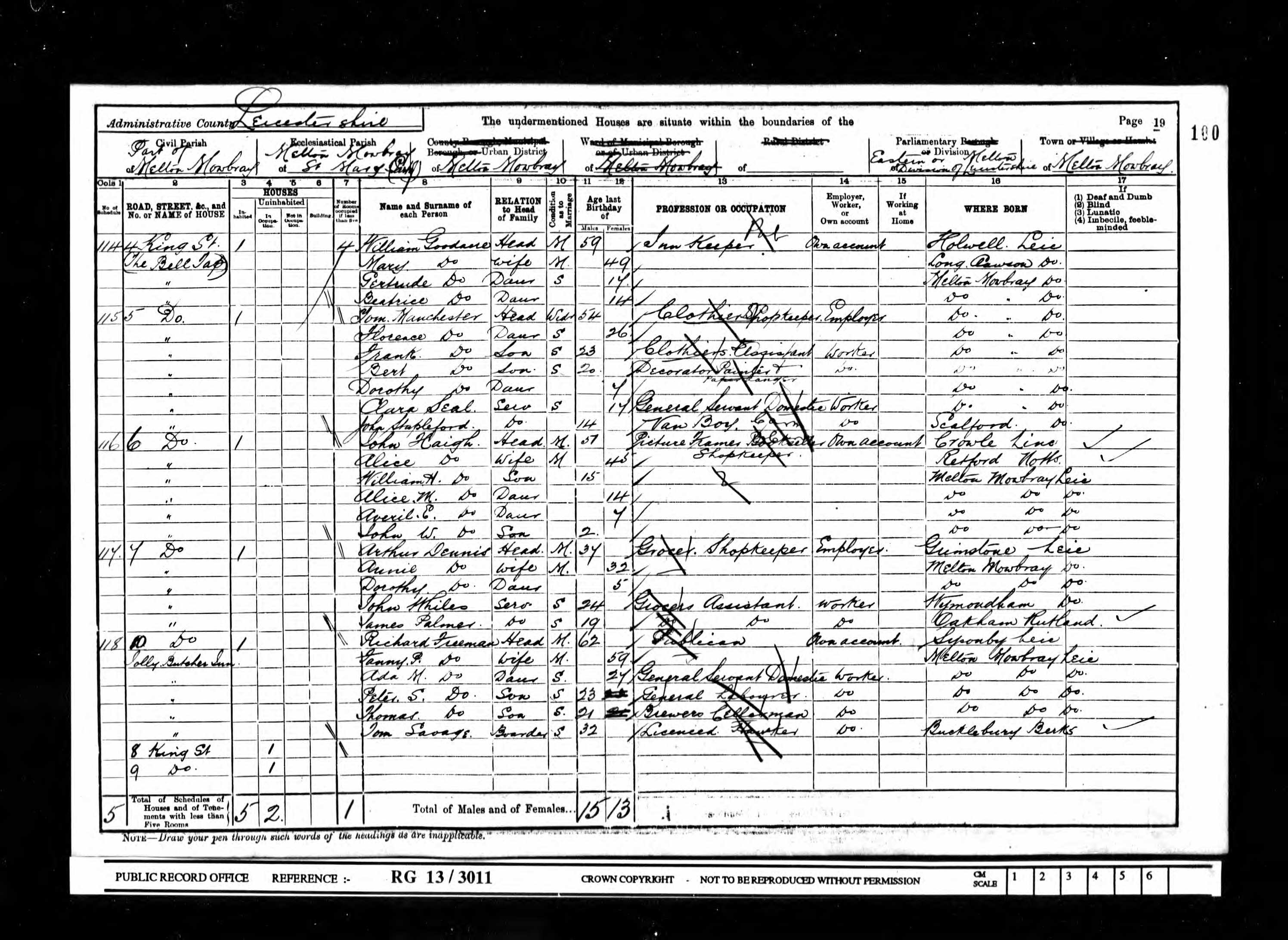 1901 record of family and maiden name
